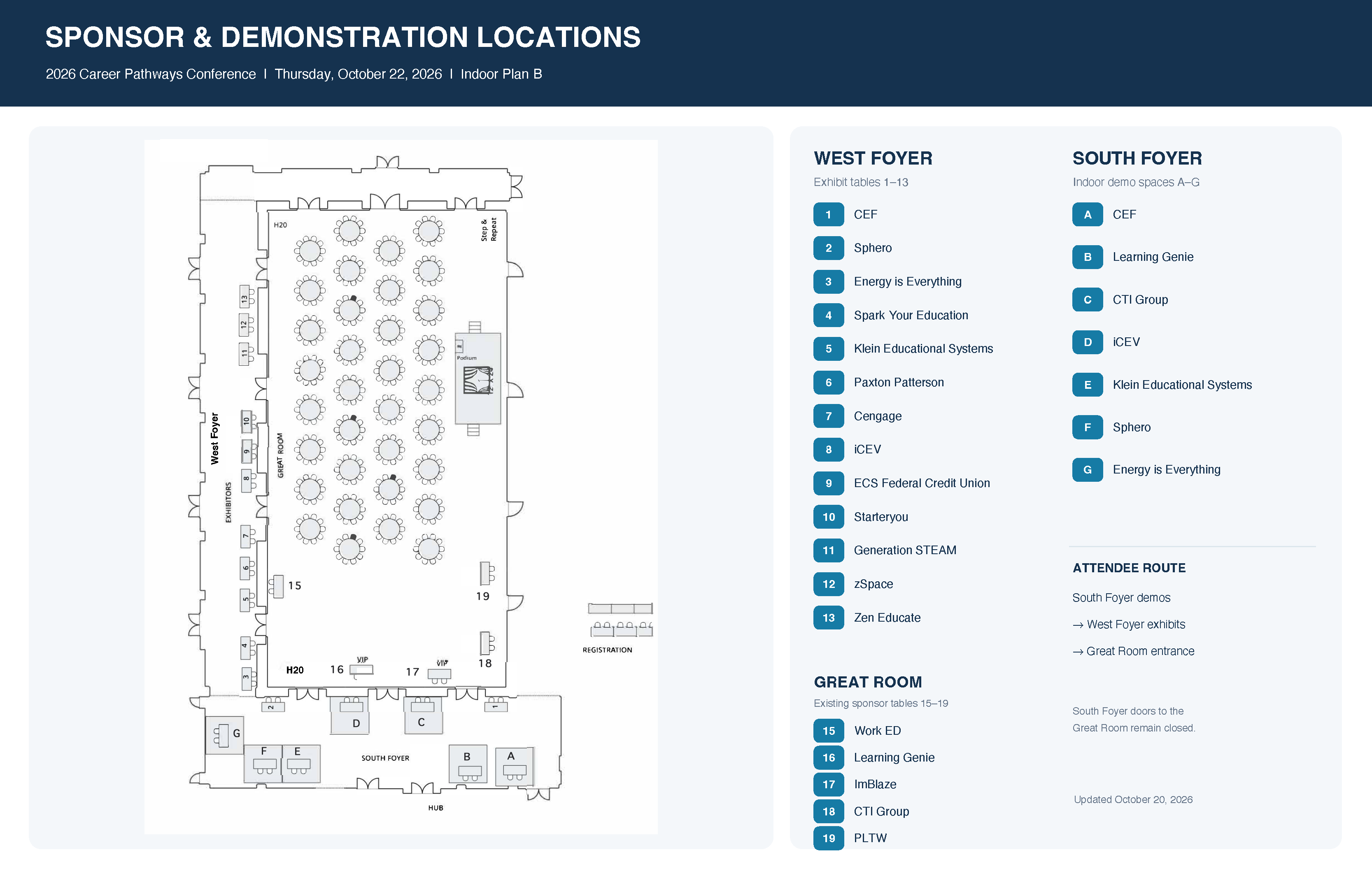 Excel Conference Map 2026 Career Pathways Conference: Sponsor Map